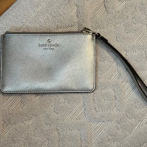 Kate Spade small silver wristlet